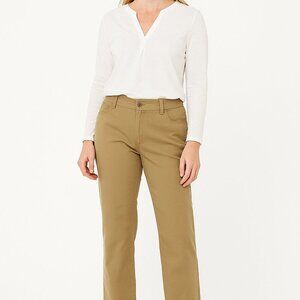 Woman Within Khaki Straight-Leg Pants Size 12W – Classic Fit Comfort Style